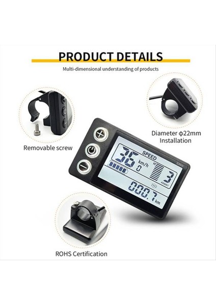 Elektrikli Scooter Için 24V 36V 48V 60V Su Geçirmez LCD Ekran 5pin (Yurt Dışından) fiyatları