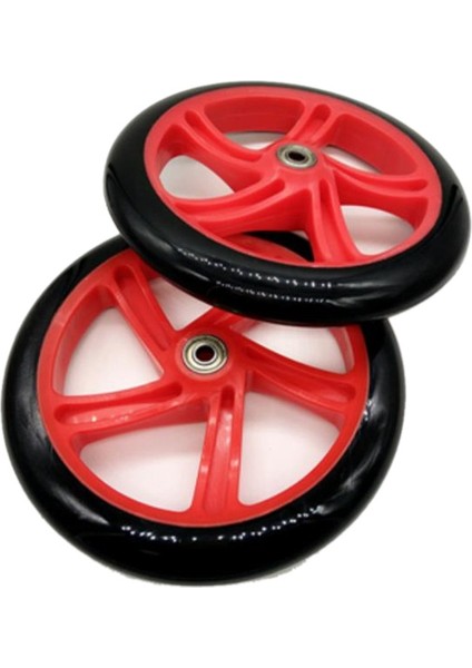 2 Parça Scooter Tekerleği 200 mm Pu Malzeme Tekerlek Kalınlığı, Kırmızı (Yurt Dışından)