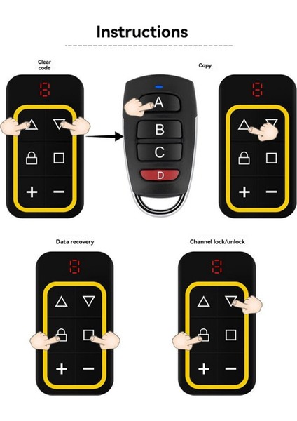 8 Kanal Çok Frekanslı Garaj Kapısı Uzaktan Kumandası 270-868MHZ Rf Kopyalama Uzaktan Kumandası Frekansı Otomatik Olarak Tanımlar Kırmızı (Yurt Dışından) indirimleri