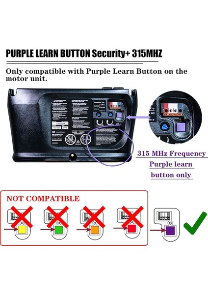 2 Paket 315MHZ Mor Öğrenme Düğmeli Garaj Kapısı Uzaktan Kumandası Anahtarlık Craftsman 139.53753, Liftmaster 370LM 371LM Için (Yurt Dışından) fırsatları