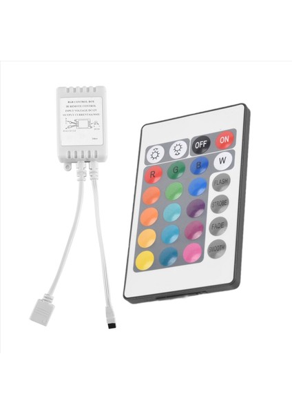 24 Tuşlu Uzaktan Kumanda + DC12V LED Kontrol Cihazı Rgb Kontrol Kutusu (Yurt Dışından)