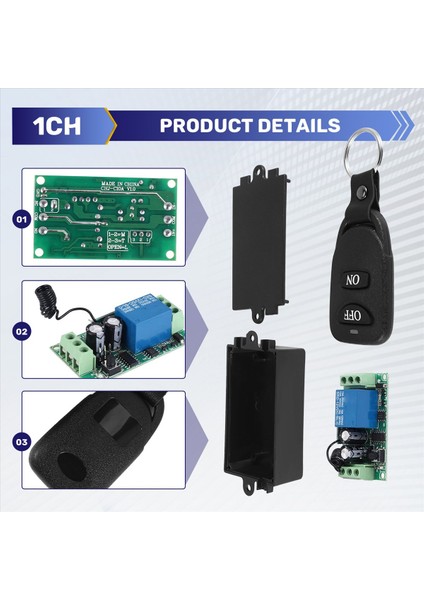Dc 12V 10A 1 Kanal Kablosuz Uzaktan Kumanda Alıcı Verici 433MHZ (Yurt Dışından) indirimleri
