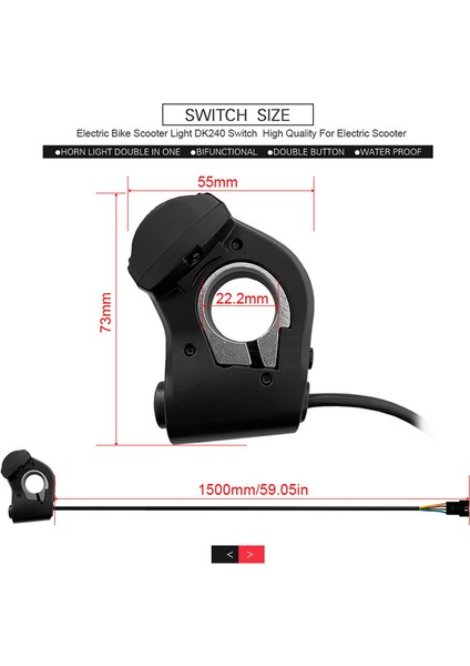 DK240 3'ü 1 Arada Elektrikli Bisiklet Korna Anahtarı Elektrikli Bisiklet Scooter Far Anahtarı Sinyal Kornası Açma/kapama Düğmesi (Yurt Dışından) fırsatları