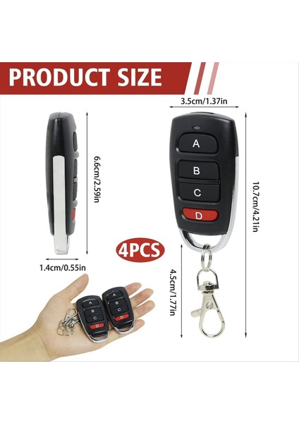 4'lü Evrensel Garaj Kapısı Uzaktan Kumandası Paketi, 433 Mhz (Yurt Dışından) fiyatları