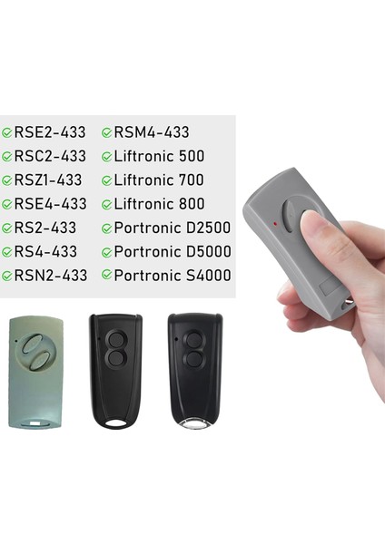 Ecostar RSE2-433, RSC2-433, RSZ1-433, 433MHZ El Tipi Verici Için 2'li Garaj Kapısı Açma Uzaktan Kumandası (Yurt Dışından) modelleri