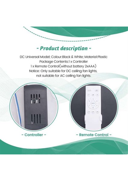 Evrensel Tavan Vantilatörü Uzaktan Kumanda Seti Yedek, 50W 6 Hız ve Zamanlama, Dc Tavan Vantilatörü Işığı Için (Yurt Dışından) modelleri