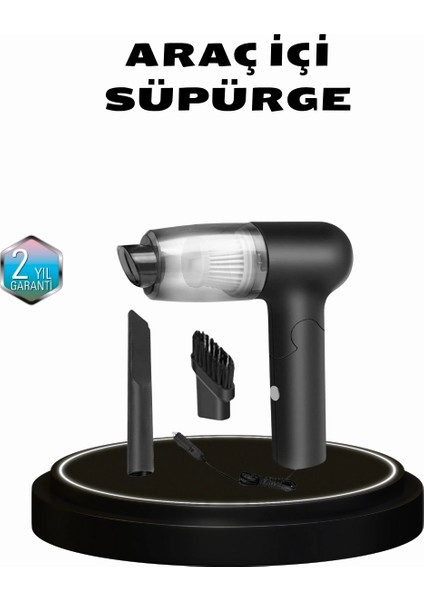 Taşınabilir Vakumlu Araç Süpürgesi – Katlanabilir Sap, Yıkanabilir Filtre, 120W Motor