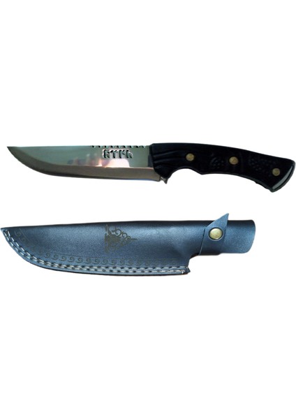 Göktürkçe Türk Yazılı Kişiye Özel Isimli Kılıflı Av Bıçağı Siyah fiyatları