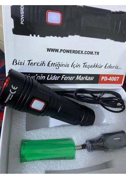 PD-4007 Profesyonel El Feneri | 20W 1200 Lümen | 6000 Mah, Metal Gövde, Type-C Şarjlı, Kompakt Tasarım fiyatları