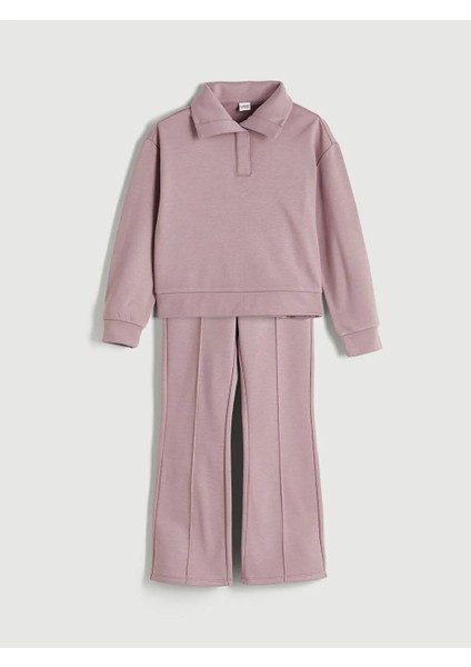 Lcw Kids Lila Polo Yaka Kız Çocuk Sweatshirt ve Eşofman Alt