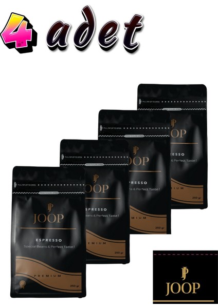 Coffee Premium Espresso Çekirdek Kahve %100 Arabica 250 gr x 4 Adet