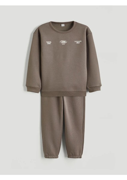 Lcw Kids Kahverengi Bisiklet Yaka Erkek Çocuk Eşofman Takımı