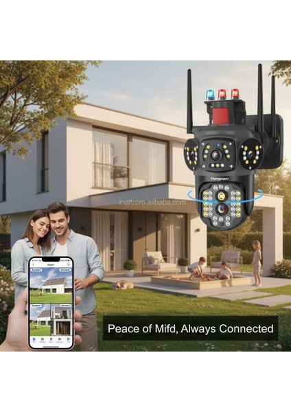 8mp 4K UHD Wifi Akıllı Güvenlik Kamerası – Çift Lens, Gece Görüş, Hareket Algılama, Sesli Görüntülü Iletişim, IP66 Su Geçirmez Ptz Kamera