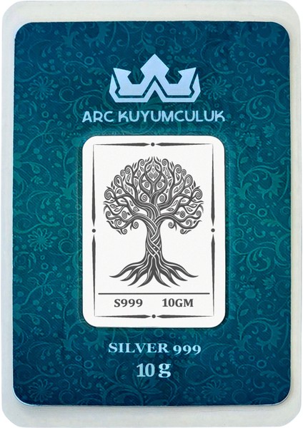 999 Ayar Gümüş Tasarımlı Görkemli Ağaç Temalı Hediyeye Özel 10 Gram Gümüş Külçesi-693
