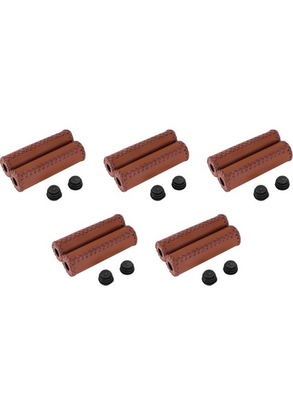 5 Çift Vintage Deri Bisiklet Tutamakları Trekking Gidonları Kapak Rengi Kahverengi (Yurt Dışından)