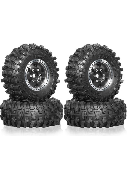 4pcs 51MM 1 0 Inç Metal Beadlock Tekerlek Lastik 1/18 1/24 Rc Paletli Araba TX4M SCX24 AX24 FCX24 Yükseltme Parçaları Siyah (Yurt Dışından)