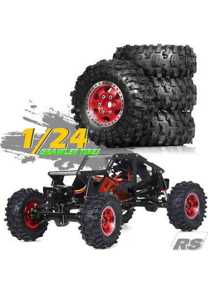 4pcs 51MM 1 0 Inç Metal Beadlock Tekerlek Lastik 1/18 1/24 Rc Paletli Araba TX4M SCX24 AX24 FCX24 Yükseltme Parçaları Siyah (Yurt Dışından) fırsatları