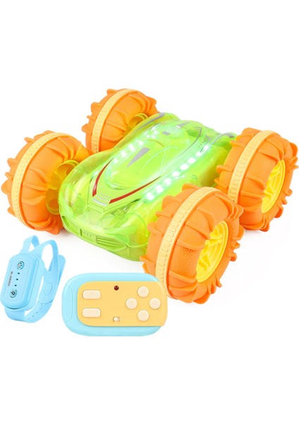 2 4g Rc Dublör Araba Şeffaf Işık Amfibi Araç Çift Taraflı Dublör Rc Araba Gest Çocuklar Için Yeşil Oyuncaklar Yeşil (Yurt Dışından)