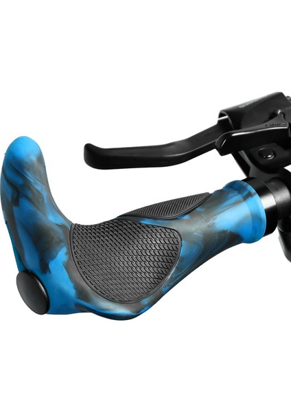 Bisiklet Korna Kolu Set Ergonomik Kauçuk Kilidi Alüminyum Alaşımlı Me Me Meat Binicilik Ekipmanları (Mavi) (Yurt Dışından)