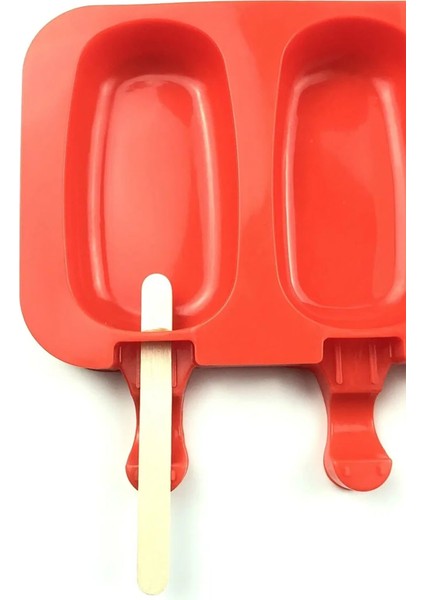 Silikon Oval Dondurma Yapma Kalıbı 3 Lü Dondurma Kalıbı 50 Adet Ahşap Çubuk Hediye Buz Kalıbı fiyatları