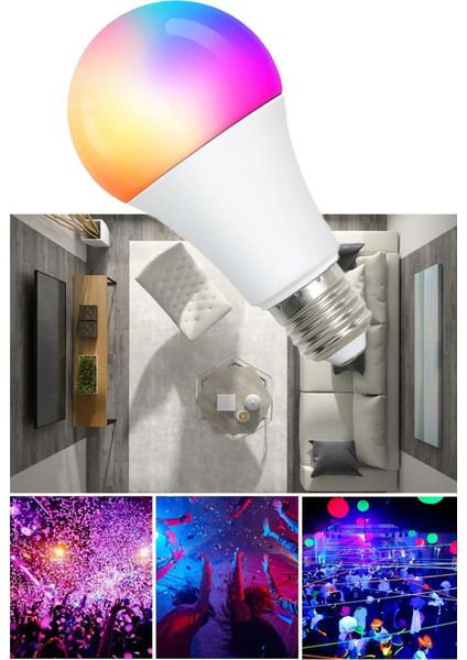 Uzaktan Kumandalı Renk Değiştiren Ampul Rgb 9W Beyaz Dahil 16 Renkli Tasarruflu Ampul