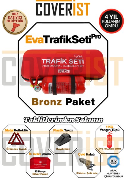 Eva Trafik Seti Plus - 1 kg Yangın Tüpü - 4 Yıllık - Kırmızı - Bronz Paket fiyatları
