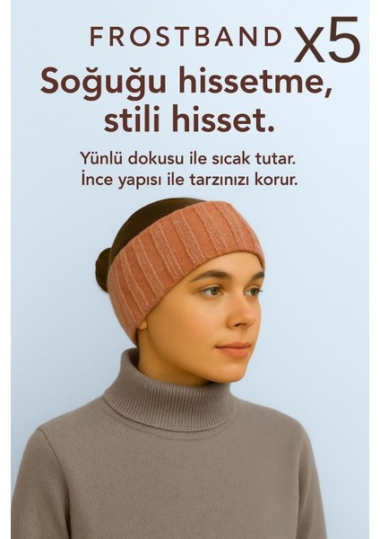 Frostband Serisi – Yünlü Kafa Kulak Bandı-5 'li Mercan Turuncu