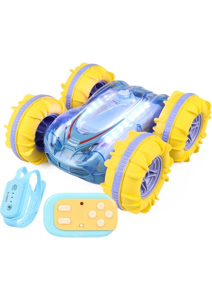 2 4g Rc Dublör Araba Şeffaf Işık Amfibi Araç Çift Taraflı Dublör Rc Araba Gest Çocuklar Için Oyuncaklar Mavi (Yurt Dışından)