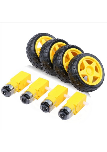 8pcs Dc Elektrik Motoru + Plastik Tt Motor Lastik Tekerlek Çift Mil Dişli Motor Tt Şanzıman Motoru Arduino Akıllı Araba (Yurt Dışından) fiyatları