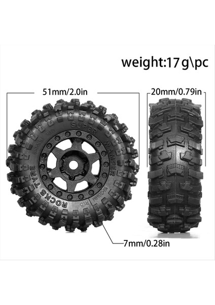 4pcs 51MM 1 0inch Beadlock Tekerlek Lastik 1/18 1/24 Rc Paletli Araba TRX4M SCX24 AX24 FCX24 Yükseltme Parçaları Aksesuarları (Yurt Dışından) modelleri