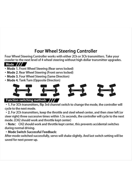Rc Araba 4WS Dört Tekerlek Direksiyon Kontrol Hattı Paneli Için Servo Kontrol Kablosu 1/8 1/10 1/18 1/24 Rc Paletli (Yurt Dışından) fiyatları