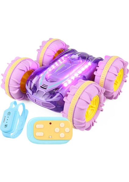 2 4g Rc Dublör Araba Şeffaf Işık Amfibi Araç Çift Taraflı Dubliye Rc Araba Gest Çocuklar Için Oyuncaklar Mor Toys (Yurt Dışından)