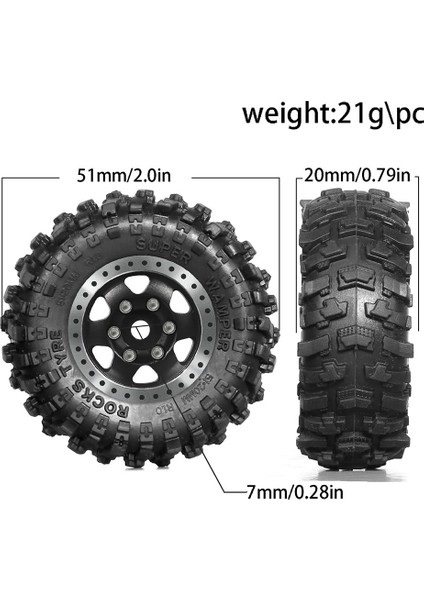 4pcs 51MM 1 0 Inç Metal Beadlock Tekerlek Lastik 1/18 1/24 Rc Paletli Araba TX4M SCX24 AX24 FCX24 Yükseltme Parçaları Kırmızı (Yurt Dışından) modelleri