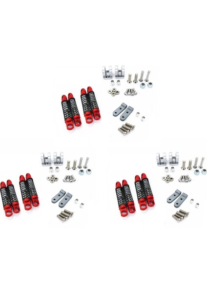 Wpl Için 12X D12 Rc Araba Yükseltmeleri Parçalar Metal Ön ve Arka Şok Emiciler Damper Sabit Koltuk Aksesuarları Kırmızı (Yurt Dışından)