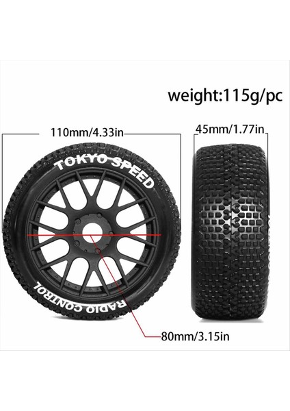 4pcs 110MM 1/8 Rc Araba Buggy Wheels Lastik Arrma Için 17MM Hex Typhon Talion Traxxas Redcat Team Losi Hpı Hsp Vrx Rc Car A (Yurt Dışından) fiyatları