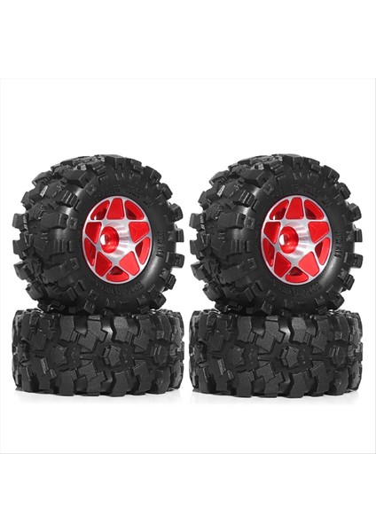 4pcs 57MM 1 0inch Metal Beadlock Tekerlek Lastik 1/18 1/24 Rc Craıl Car TRX4M SCX24 AX24 FCX24 Kırmızı (Yurt Dışından)