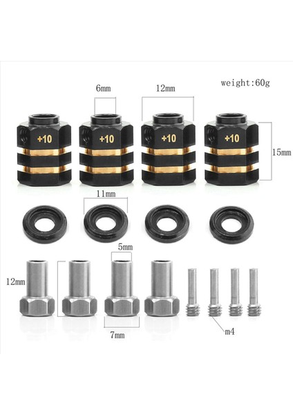 Trx4 Trx6 Tekerlekler Uzatma Hex Adaptörü (+10MM Kalınlık) Için 2x Rc Pirinç Aralayıcılar Tekerlek Hex Hub Genişleticiler (Yurt Dışından) fırsatları