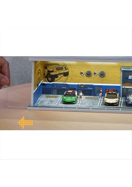1/64 Diorama Araba Garaj Modeli LED Lıghtıng Cıty Araş Showroood Minyatür Araçlar Için Sahne Ekran Model Montajlı Park (Yurt Dışından) indirimleri