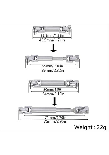 Paslanmaz Çelik Evrensel Milleri Şasi Merkezi 1/18 Rc Prıgler Redcat Arment Parçaları Için (Yurt Dışından) modelleri