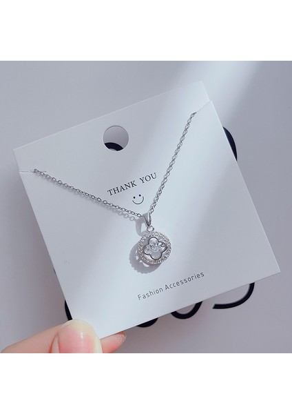 Yeni Basit Titanyum Çelik Kolye Kadın 18K Gül Altın Dört Yapraklı Yonca Kolye Ins Gelgit Net Kırmızı Patlama Modelleri Köprücük Kemiği Zinciri (Yurt Dışından)