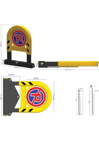22210 Ub St Kilitli Otopark Bariyeri - Sarı