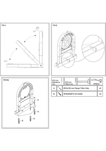22210 Ub St Kilitli Otopark Bariyeri - Sarı
