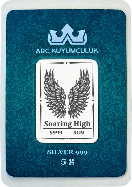Gökyüzünü Andıran Kanat Temalı Hediyeye Özel 5 Gram 999 Ayar Gümüş Külçesi-702