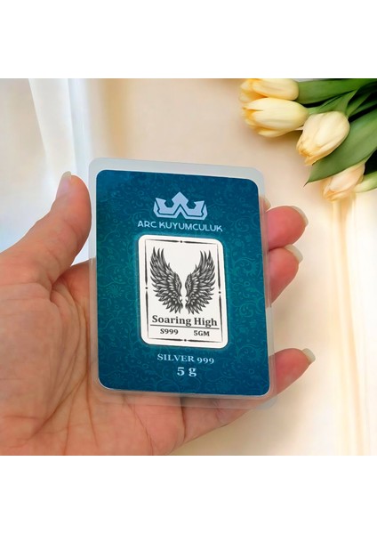 Gökyüzünü Andıran Kanat Temalı Hediyeye Özel 5 Gram 999 Ayar Gümüş Külçesi-702 fiyatları
