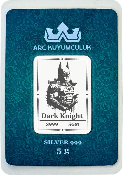 Hediyeye Özel 5 Gram Karanlığın ve Adaletin Simgesi Olan Kahraman Temalı 999 Ayar Gümüş Külçesi-703