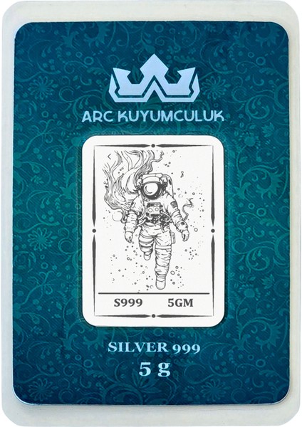 Sonsuzluğun Keşfini Yansıtan Astronot Temalı Hediyeye Özel 5 Gram 999 Ayar Gümüş Külçesi-706