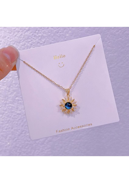 Yeni Bakır Kaplama Gerçek Altın Australopithecine Sıcaklığa Duyarlı Güneş Ay Kolye Mikro Set Zirkonya Titanyum Çelik Kolye (Yurt Dışından)