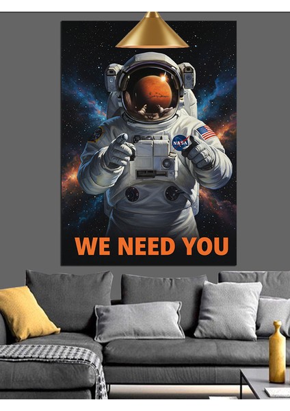 Uzay Giysili Astronot Figürü Slogan Atmış Dekoratif Kanvas - Mdf Ahşap Tablo modelleri