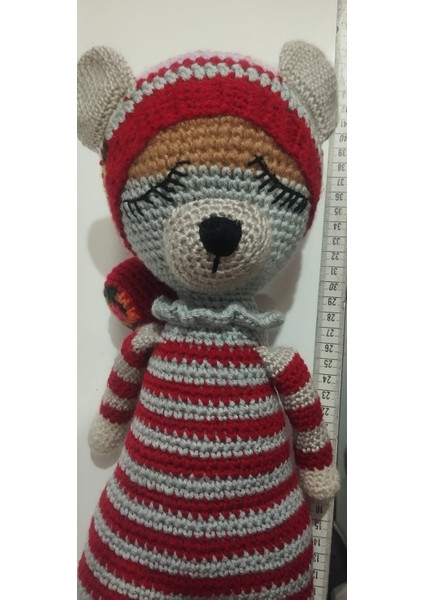 Sevimli Çizgili Pijamalı Uykucu Ayıcık Amigurumi Bebek - El Örgüsü Oyuncak fiyatları