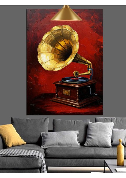 Eski Gramofon Müzik Aleti Dekoratif Kanvas - Mdf Ahşap Tablo modelleri
